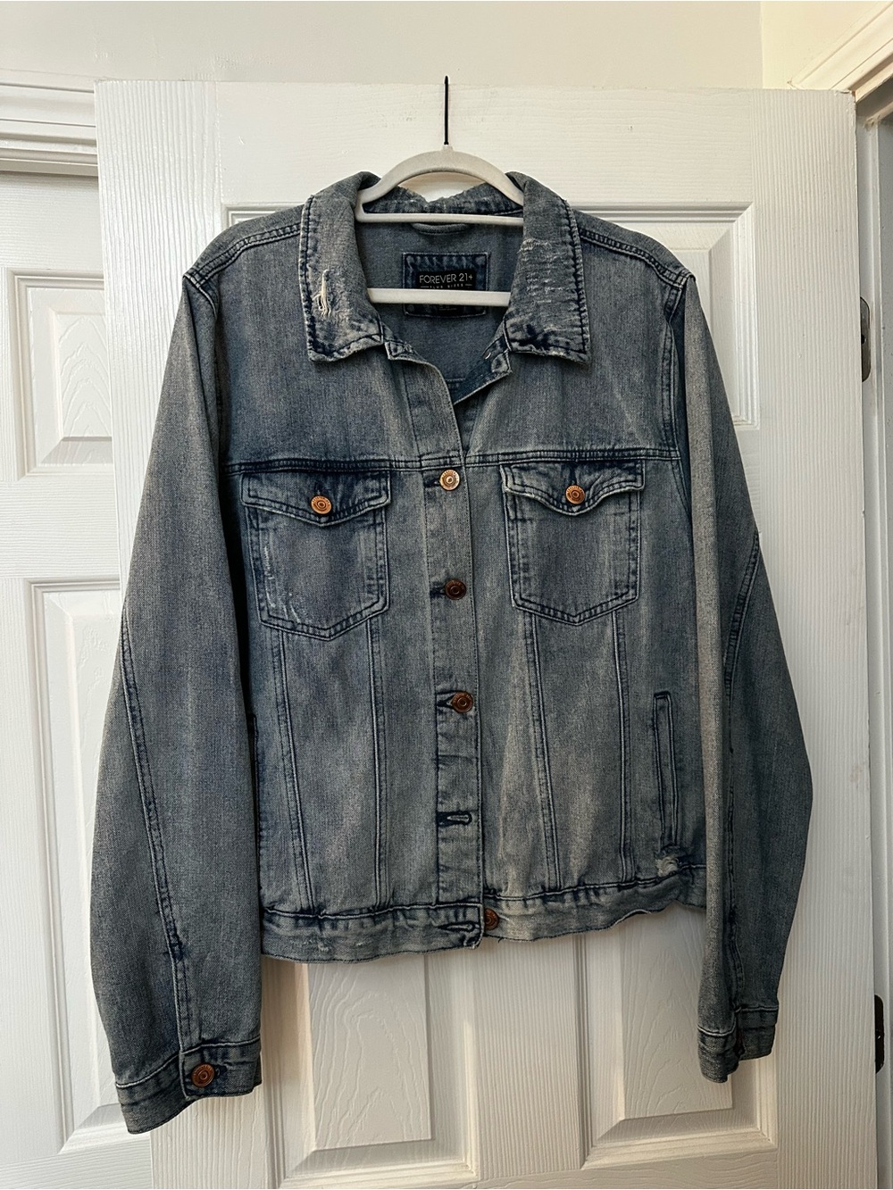 3X Forever 21 Light Blue Acid-Wash Denim Jacket